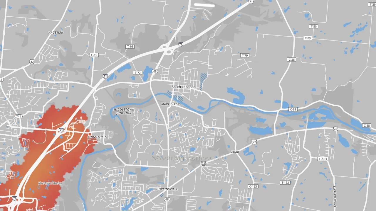 Transit Grade map of South Lebanon, OH
