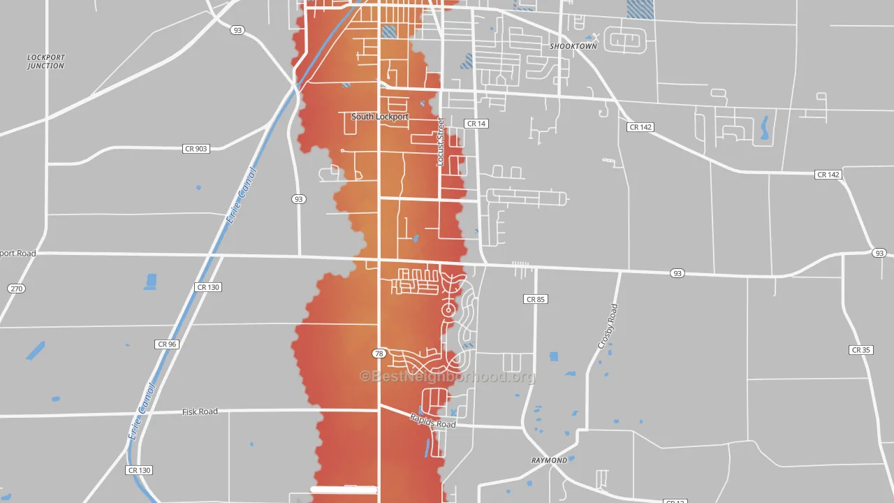 Transit Grade map of South Lockport, NY