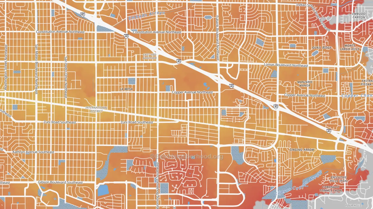 Transit Grade map of South Los Altos, Albuquerque, NM