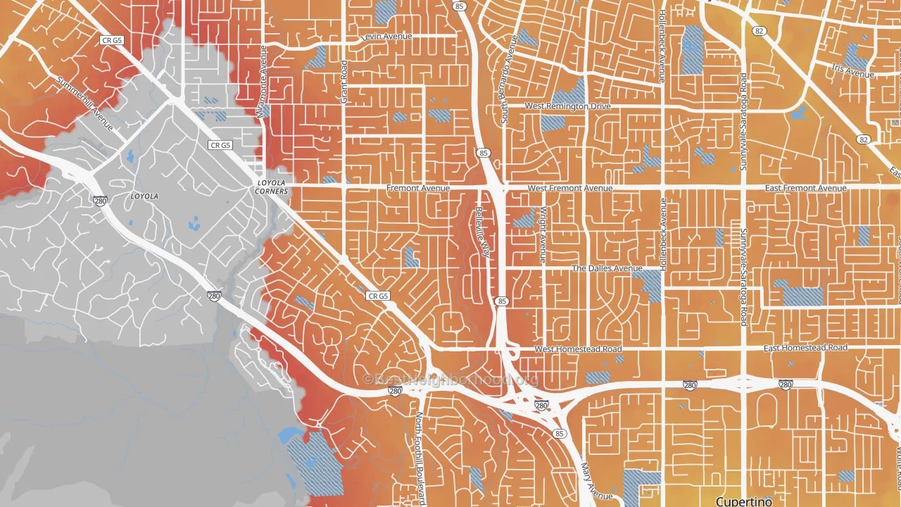 Transit Grade map of South Los Altos, Los Altos, CA