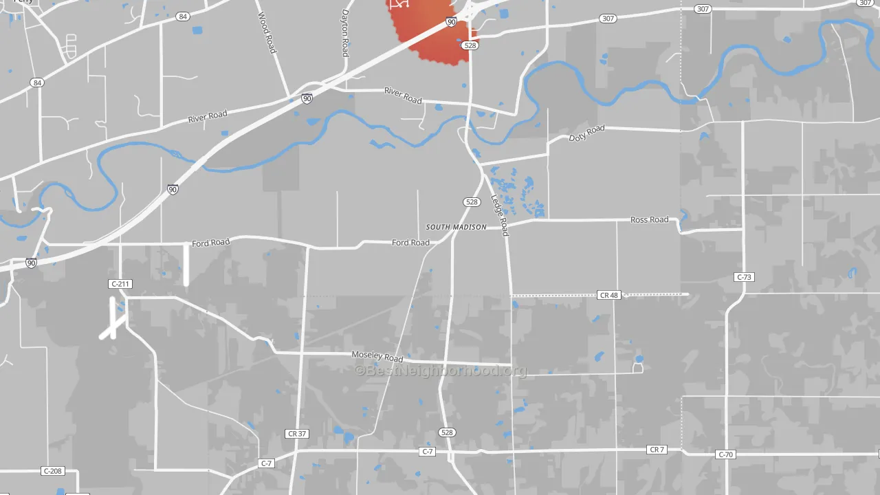 Transit Grade map of South Madison, OH