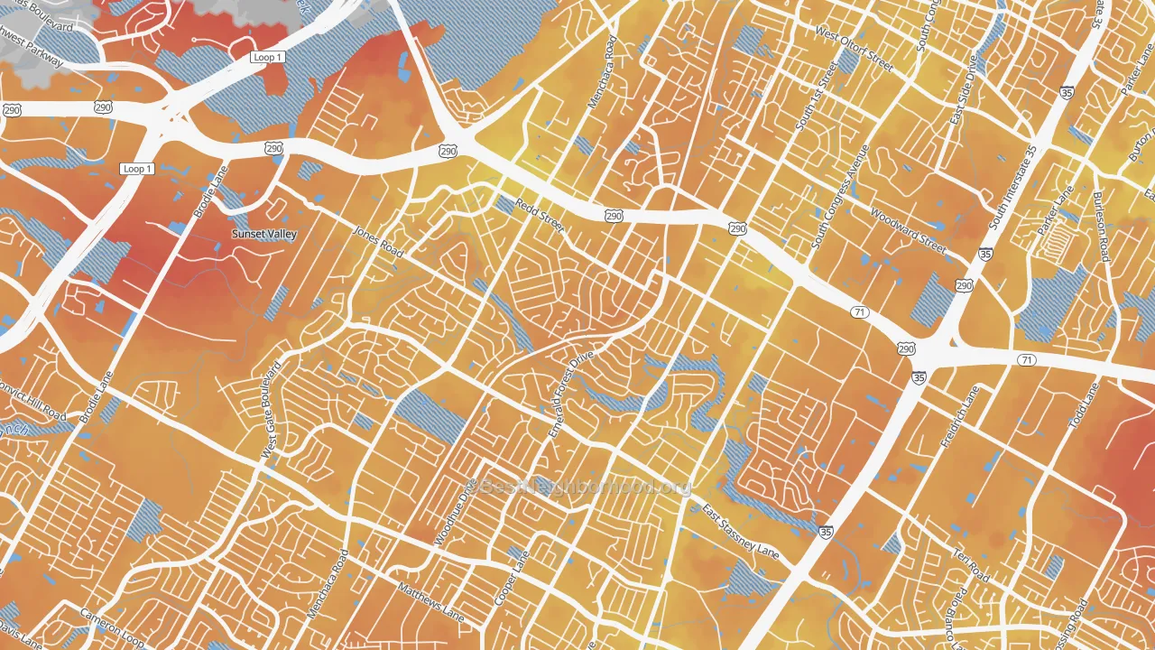 Transit Grade map of South Manchaca, Austin, TX