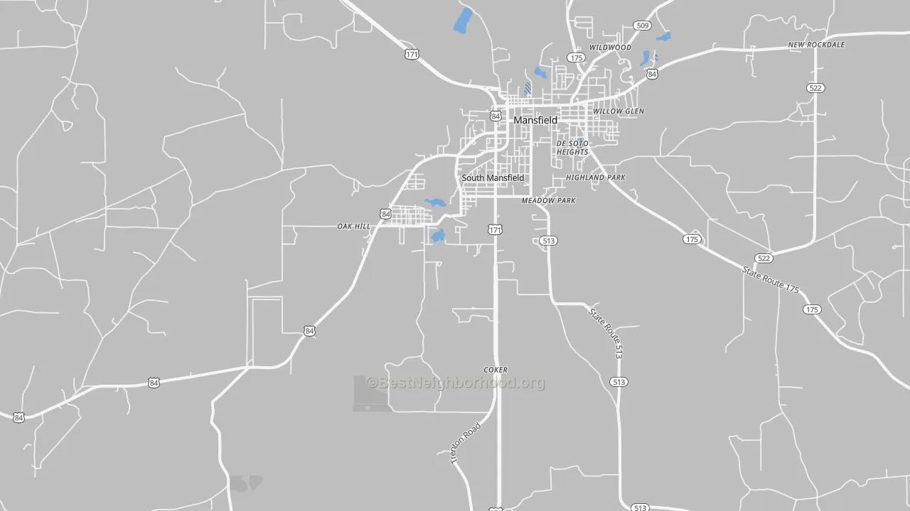 Transit Grade map of South Mansfield, LA