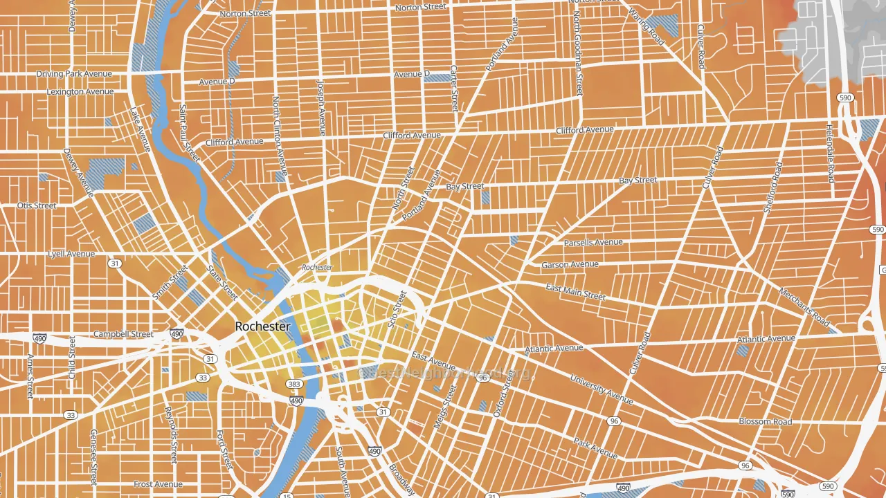 Transit Grade map of South Marketview Heights, Rochester, NY