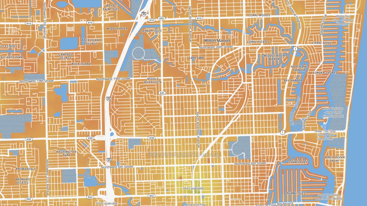 Transit Grade map of South Middle River, Fort Lauderdale, FL