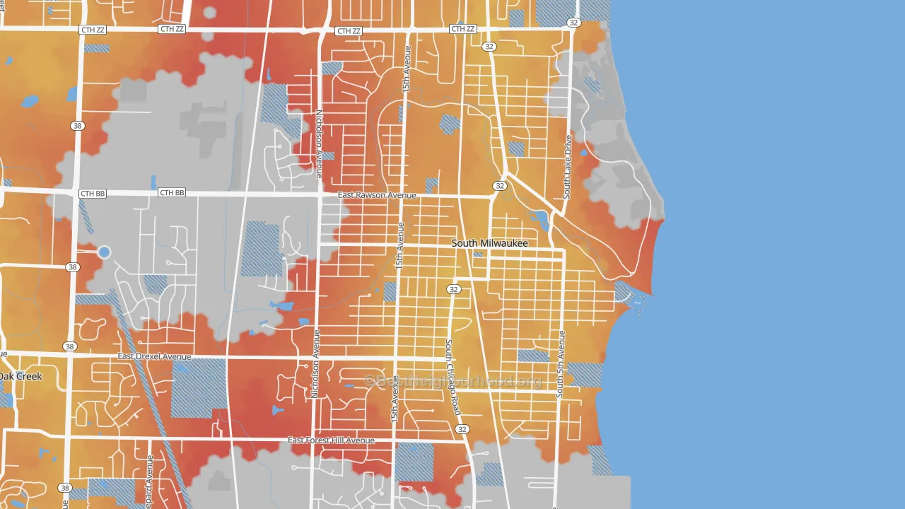 Transit Grade map of South Milwaukee, WI