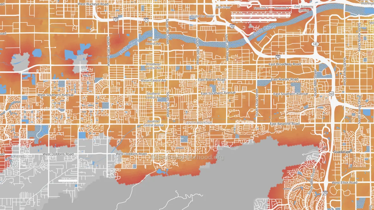 Transit Grade map of South Mountain, Phoenix, AZ