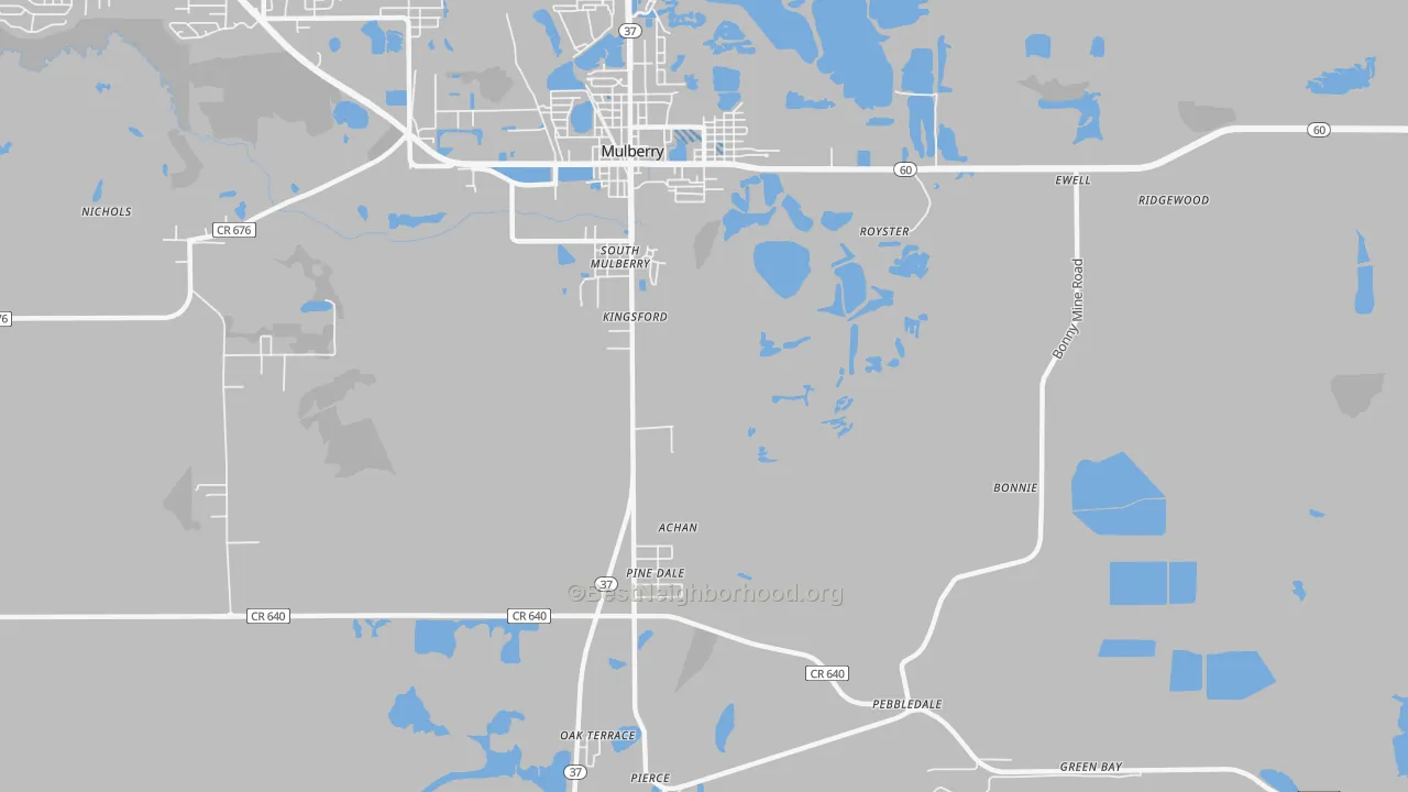 Transit Grade map of South Mulberry, FL