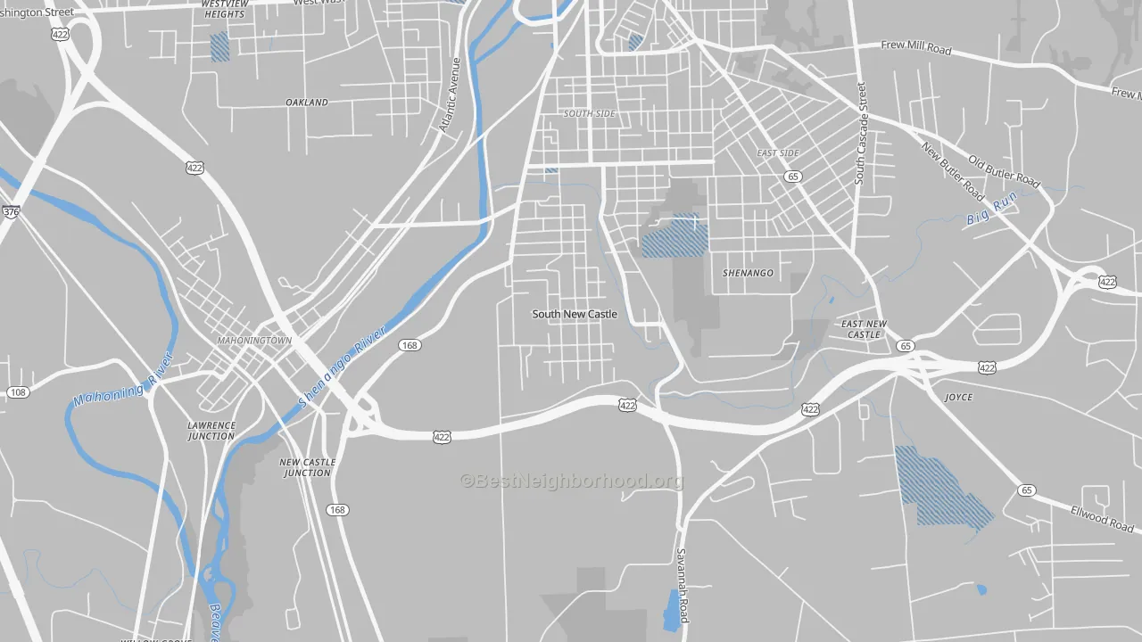 Transit Grade map of South New Castle, PA
