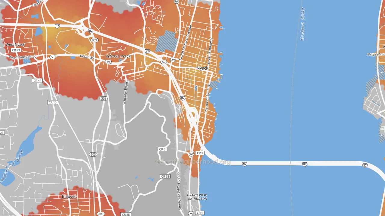Transit Grade map of South Nyack, NY