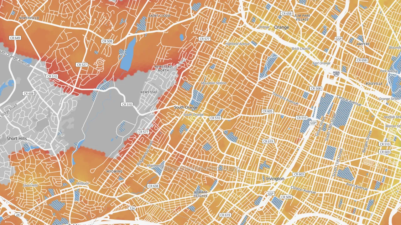 Transit Grade map of South Orange, NJ