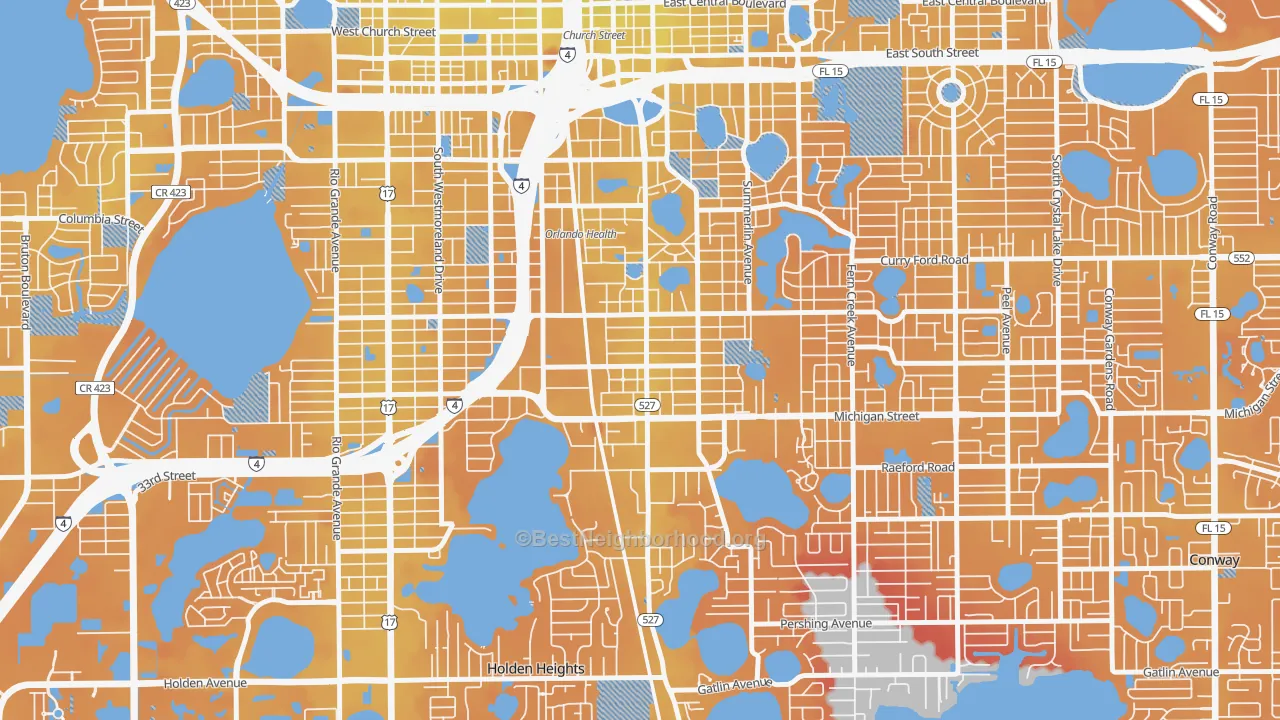 Transit Grade map of South Orange, Orlando, FL