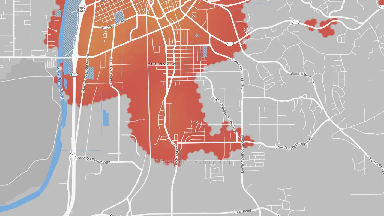 Transit Grade map of South Oroville, CA