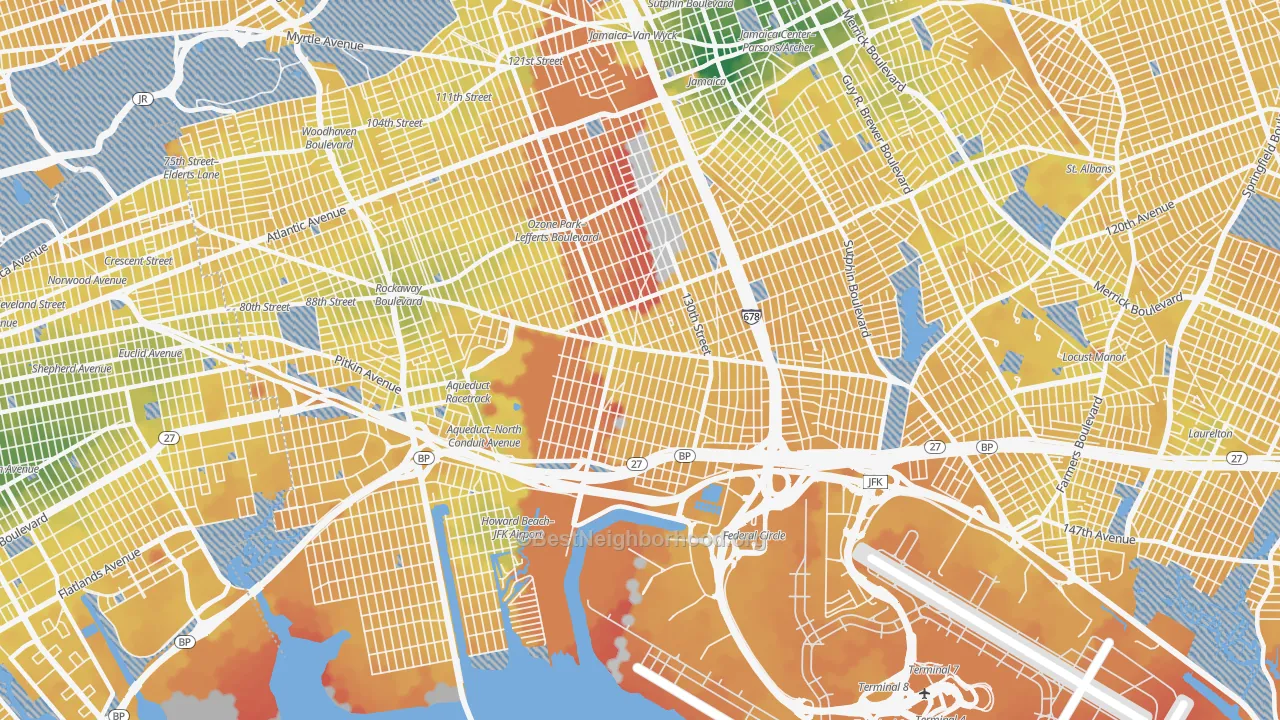 Transit Grade map of South Ozone Park, Queens, NY