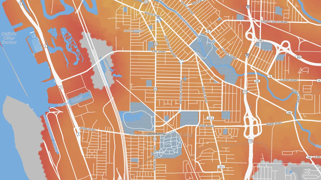 Transit Grade map of South Park, Buffalo, NY