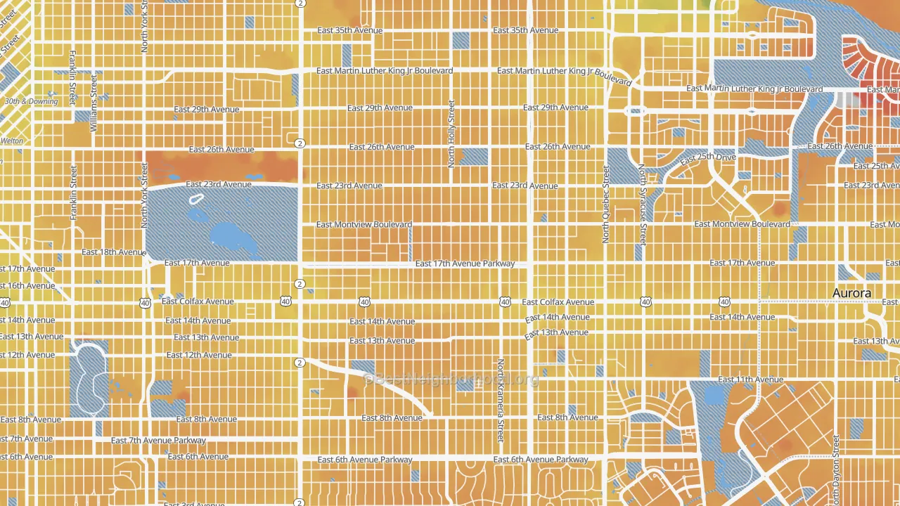 Transit Grade map of South Park Hill, Denver, CO