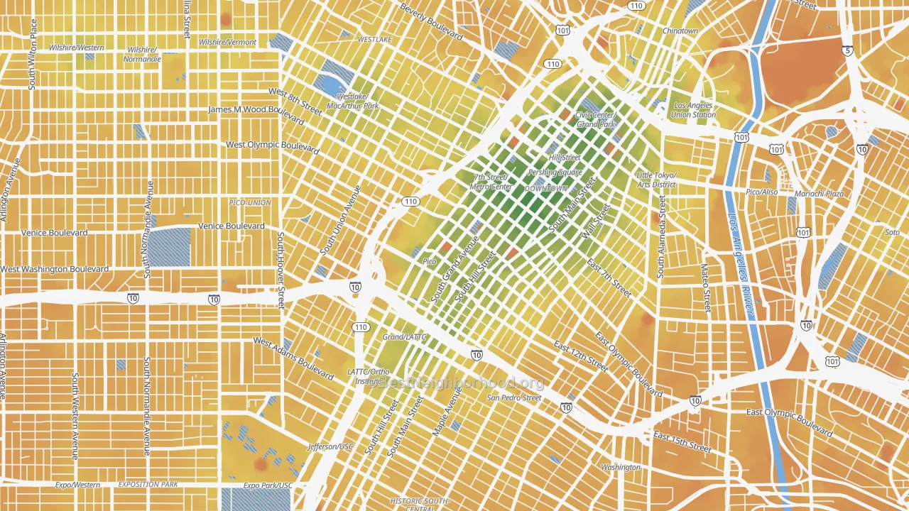 Transit Grade map of South Park, Los Angeles, CA