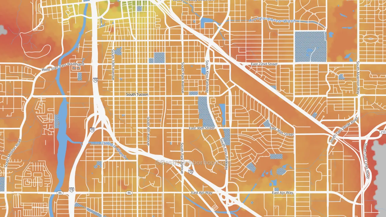 Transit Grade map of South Park, Tucson, AZ