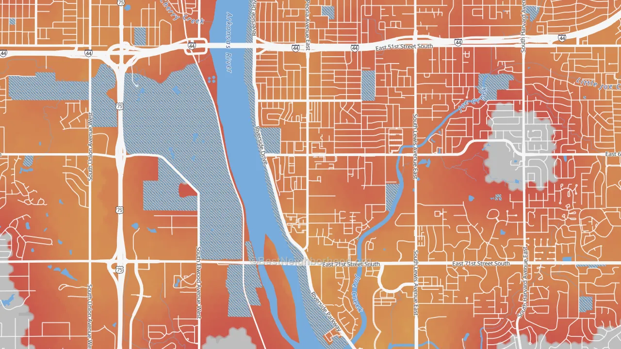 Transit Grade map of South Peoria, Tulsa, OK