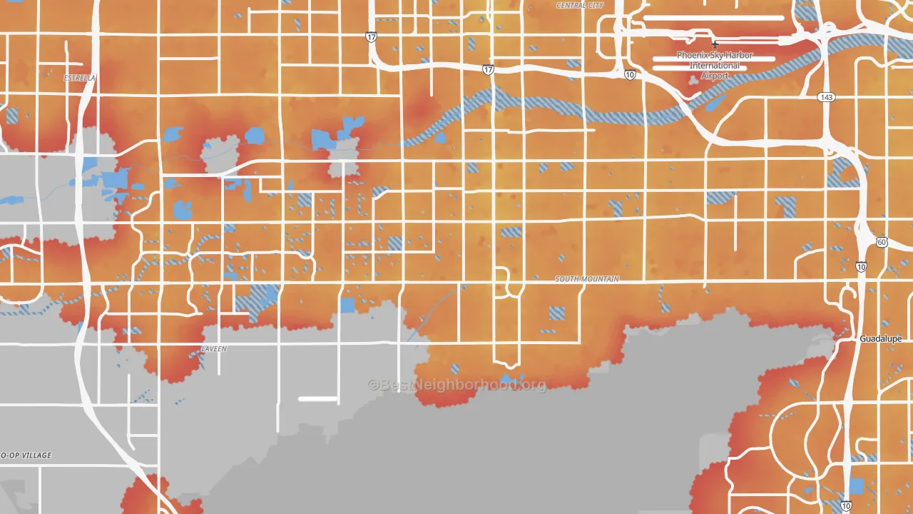 Transit Grade map of South Phoenix, Phoenix, AZ
