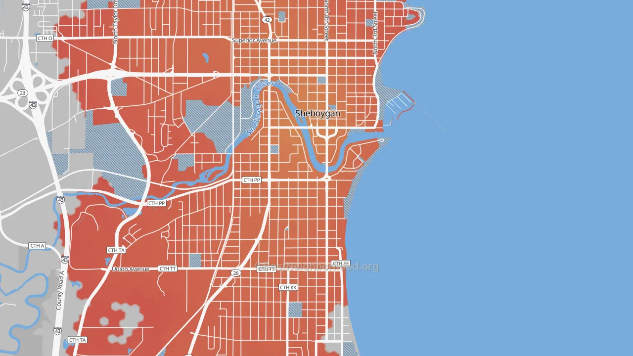 Transit Grade map of South Pier, Sheboygan, WI