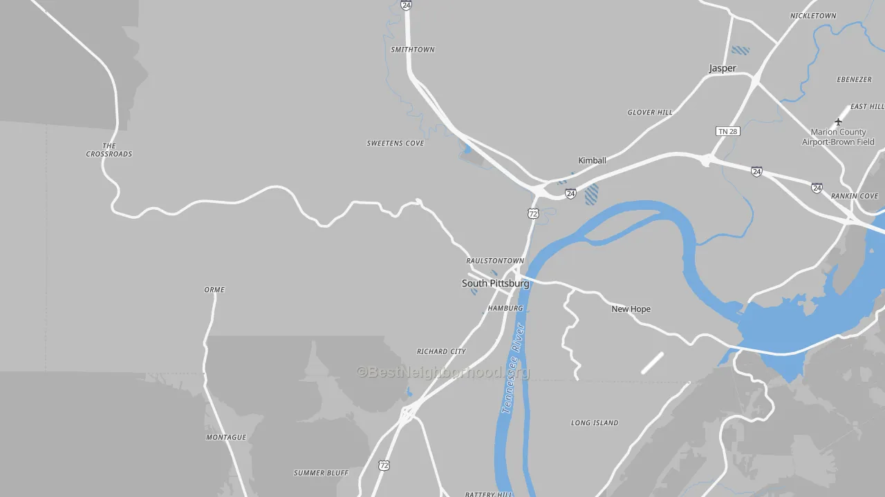 Transit Grade map of South Pittsburg, TN