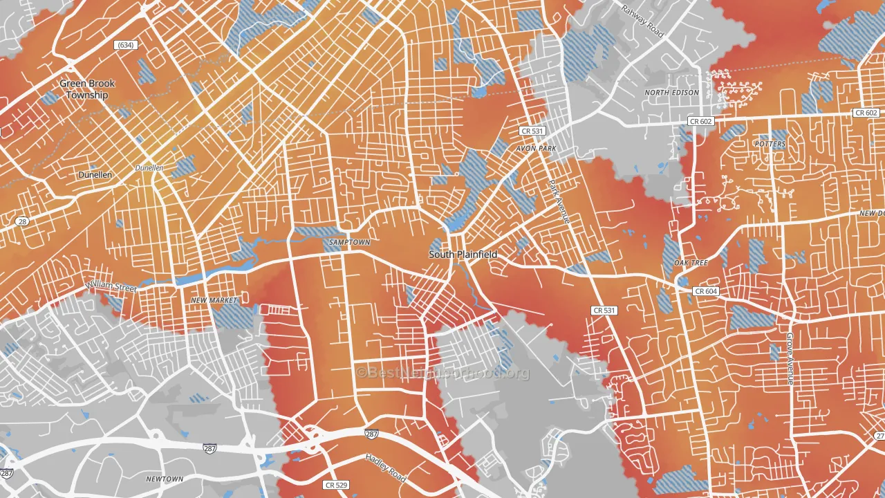 Transit Grade map of South Plainfield, NJ