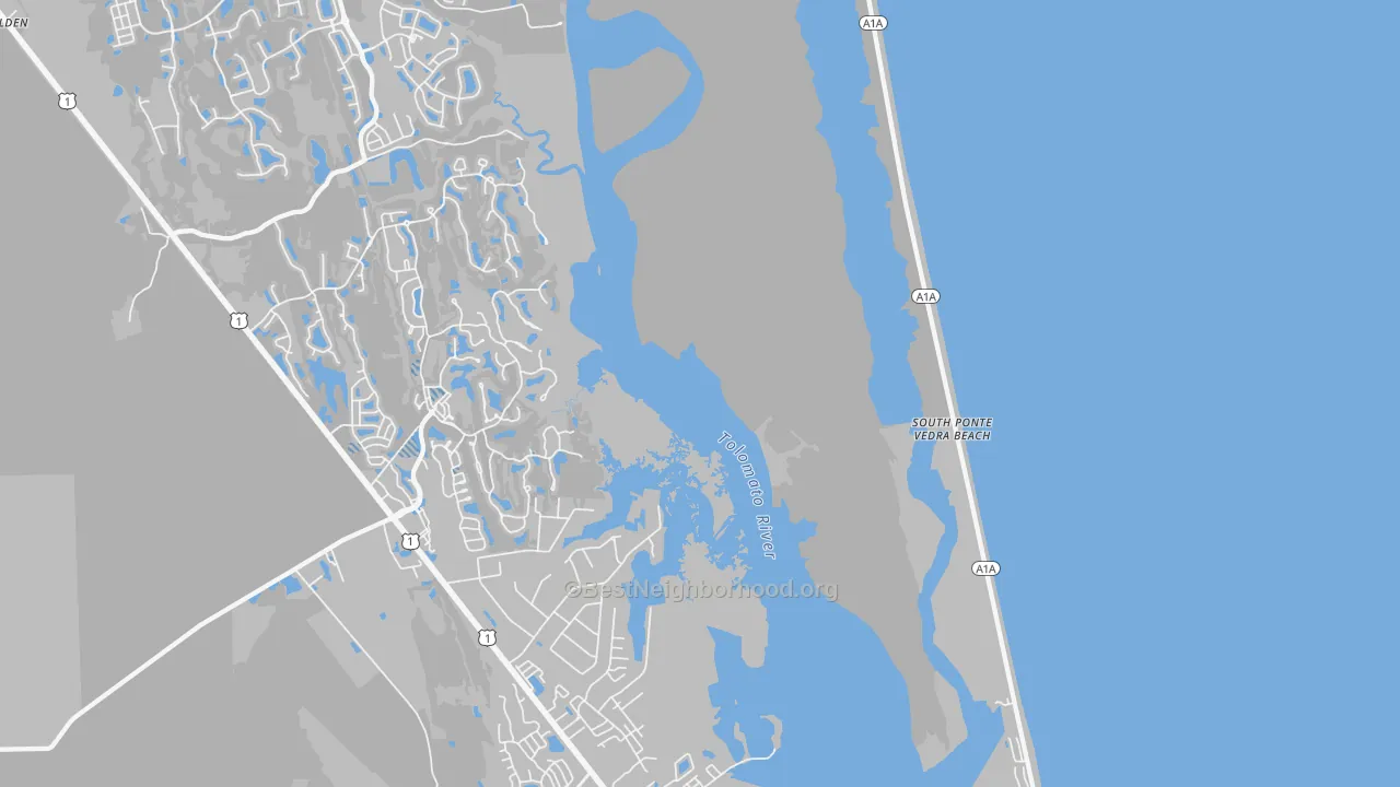 Transit Grade map of South Ponte Vedra Beach, FL