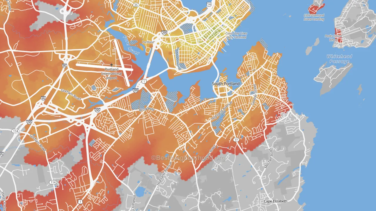 Transit Grade map of South Portland, ME