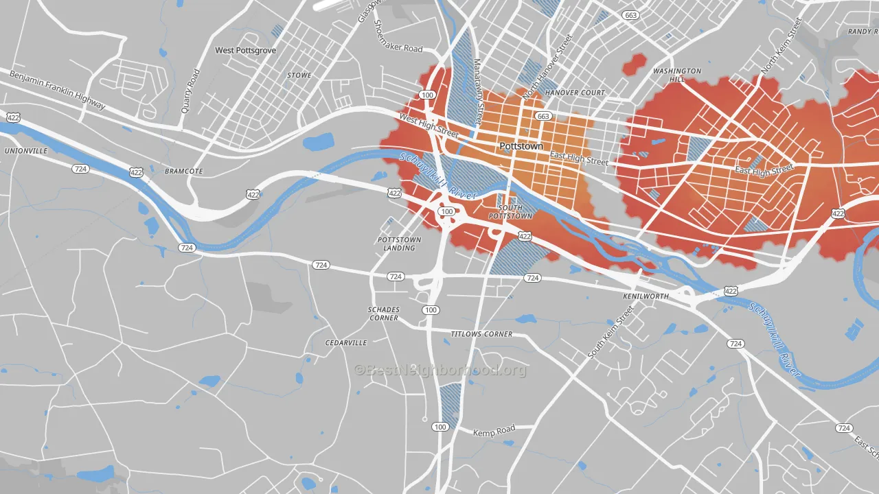 Transit Grade map of South Pottstown, PA