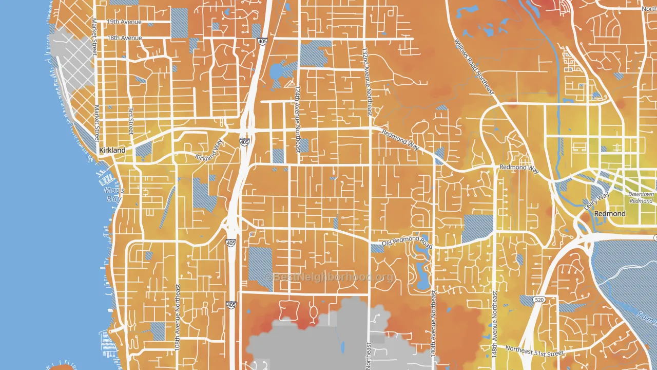 Transit Grade map of South Rose Hill, Kirkland, WA