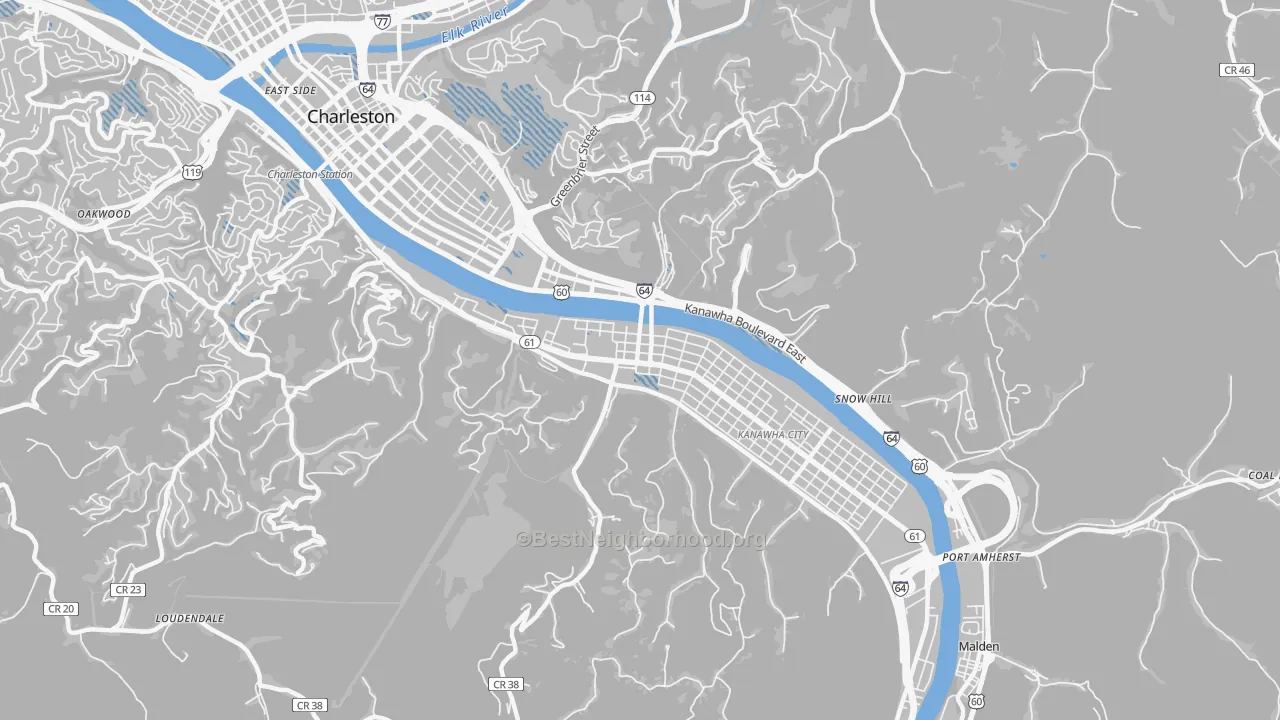 Transit Grade map of South Ruffner, Charleston, WV