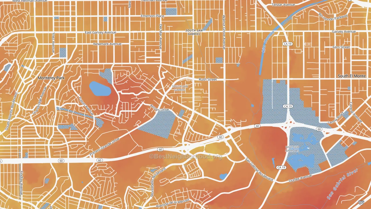 Transit Grade map of South San Gabriel, Rosemead, CA
