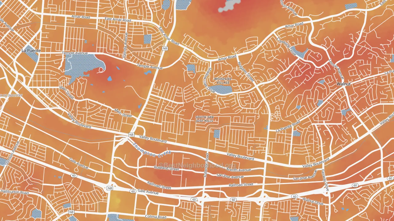 Transit Grade map of South San Jose Hills, CA