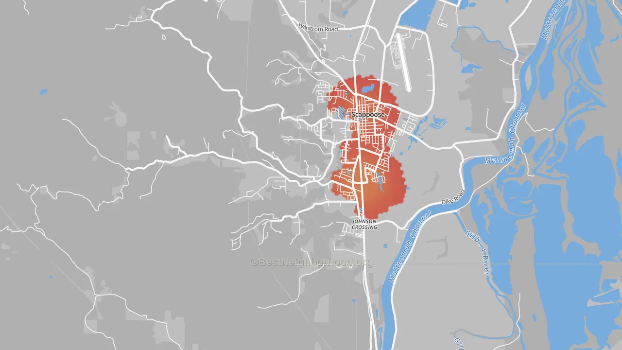 Transit Grade map of South Scappoose, OR