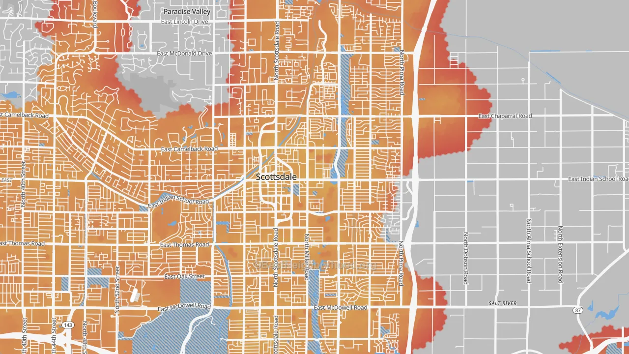 Transit Grade map of South Scottsdale, Scottsdale, AZ