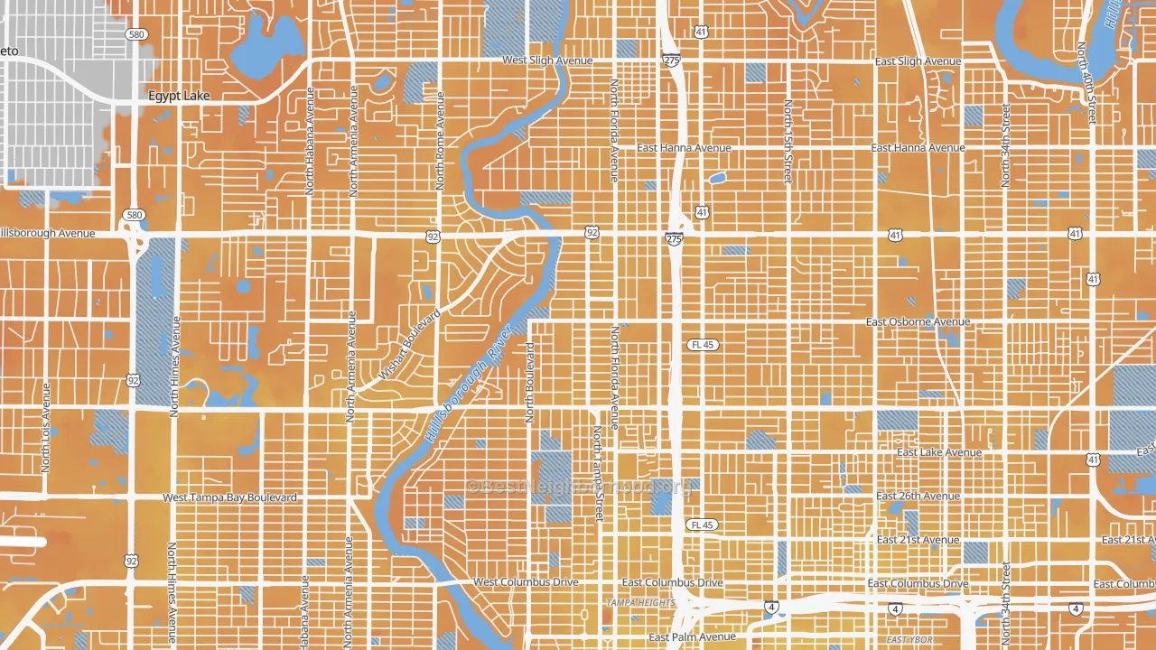 Transit Grade map of South Seminole Heights, Tampa, FL