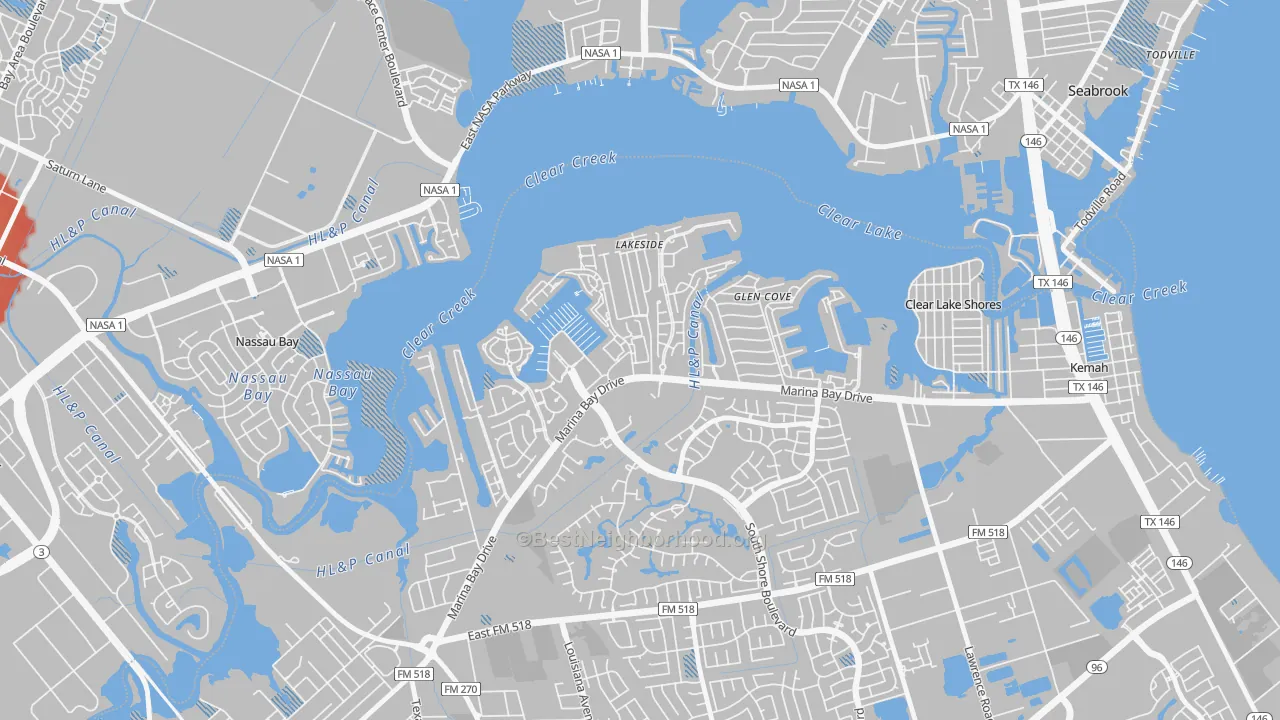 Transit Grade map of South Shore Harbour and Marina, League City, TX