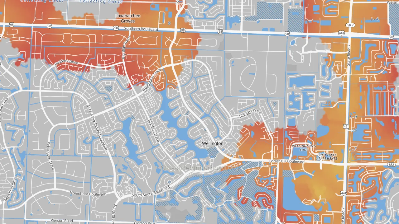 Transit Grade map of South Shore of Wellington, Wellington, FL