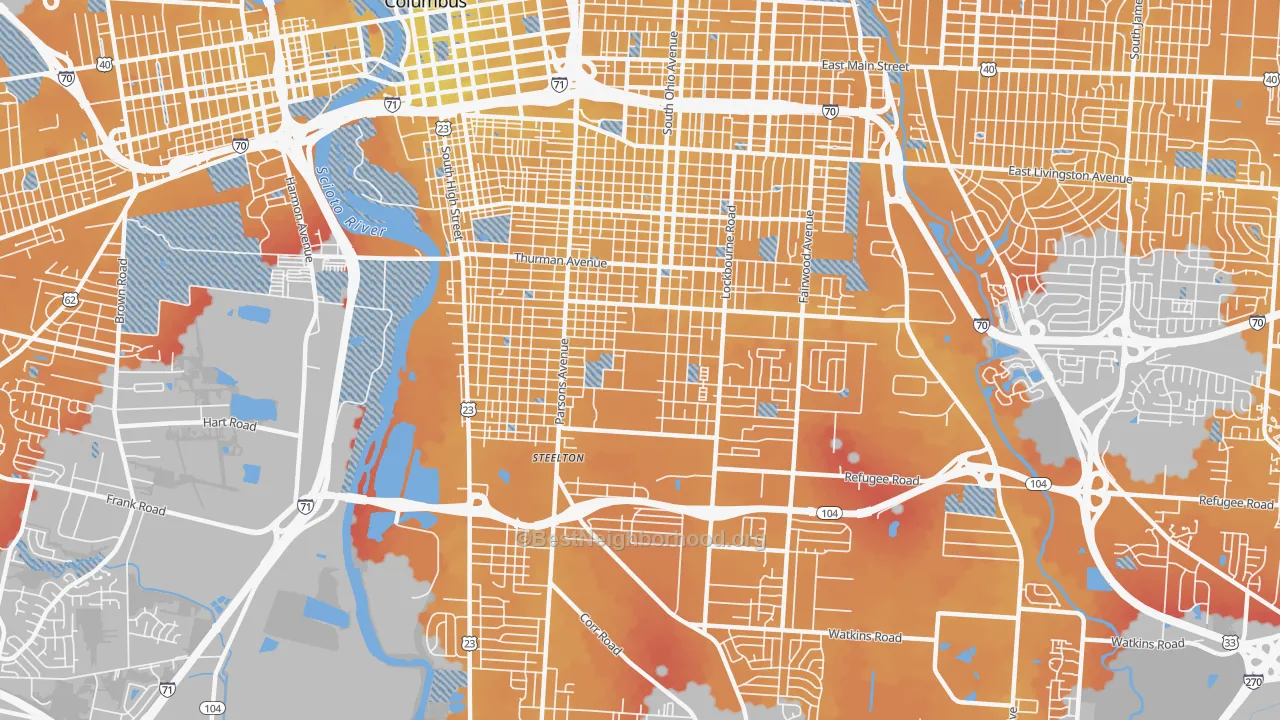 Transit Grade map of South Side, Columbus, OH