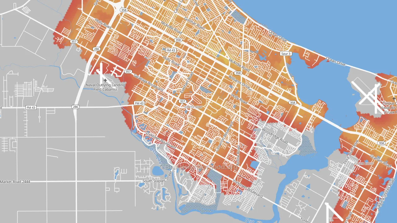 Transit Grade map of South Side, Corpus Christi, TX
