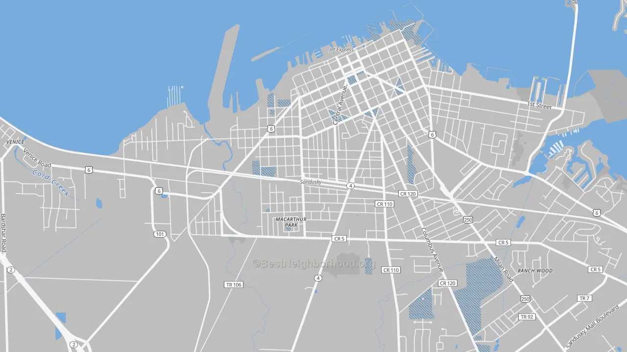 Transit Grade map of South Side, Sandusky, OH