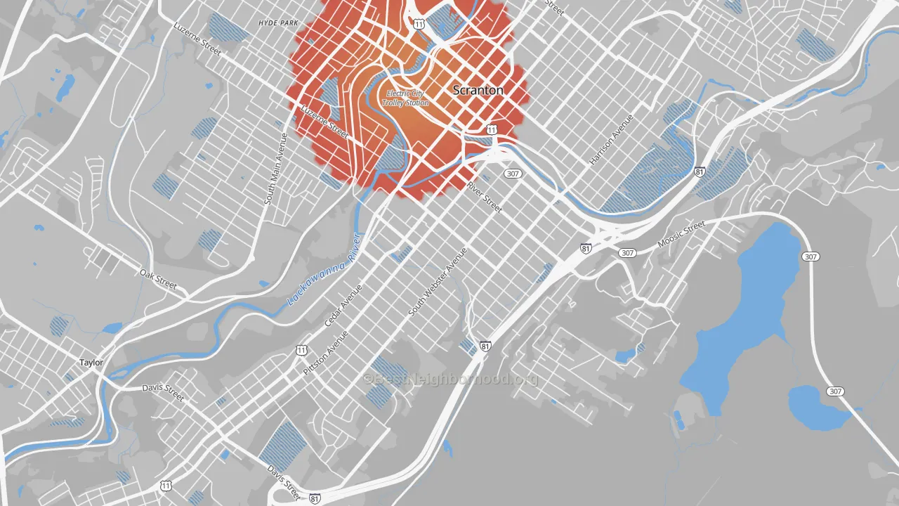 Transit Grade map of South Side, Scranton, PA