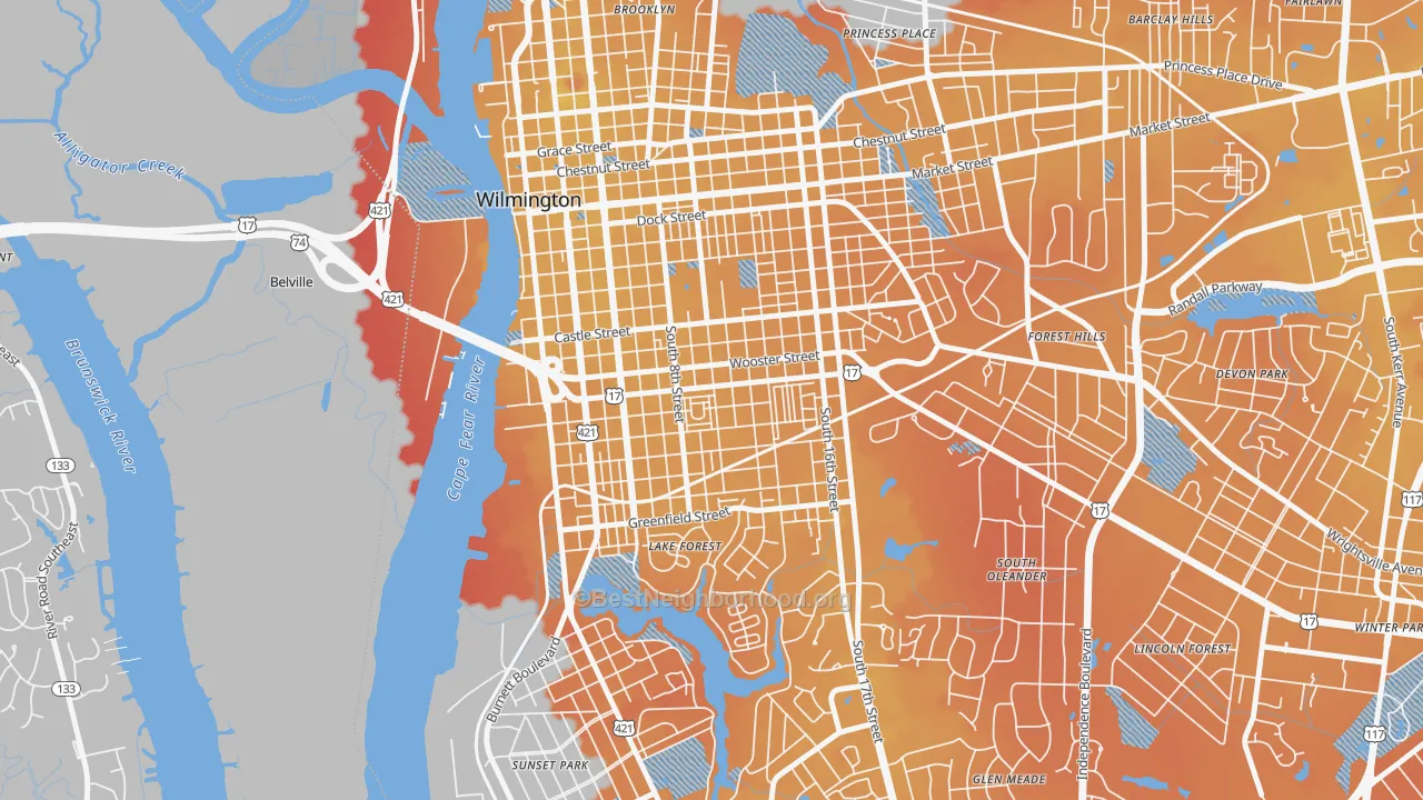 Transit Grade map of South Side, Wilmington, NC
