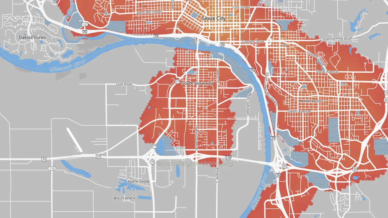 Transit Grade map of South Sioux City, NE