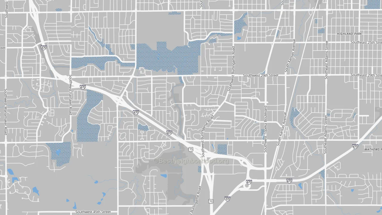 Transit Grade map of South Southeast 1, Topeka, KS