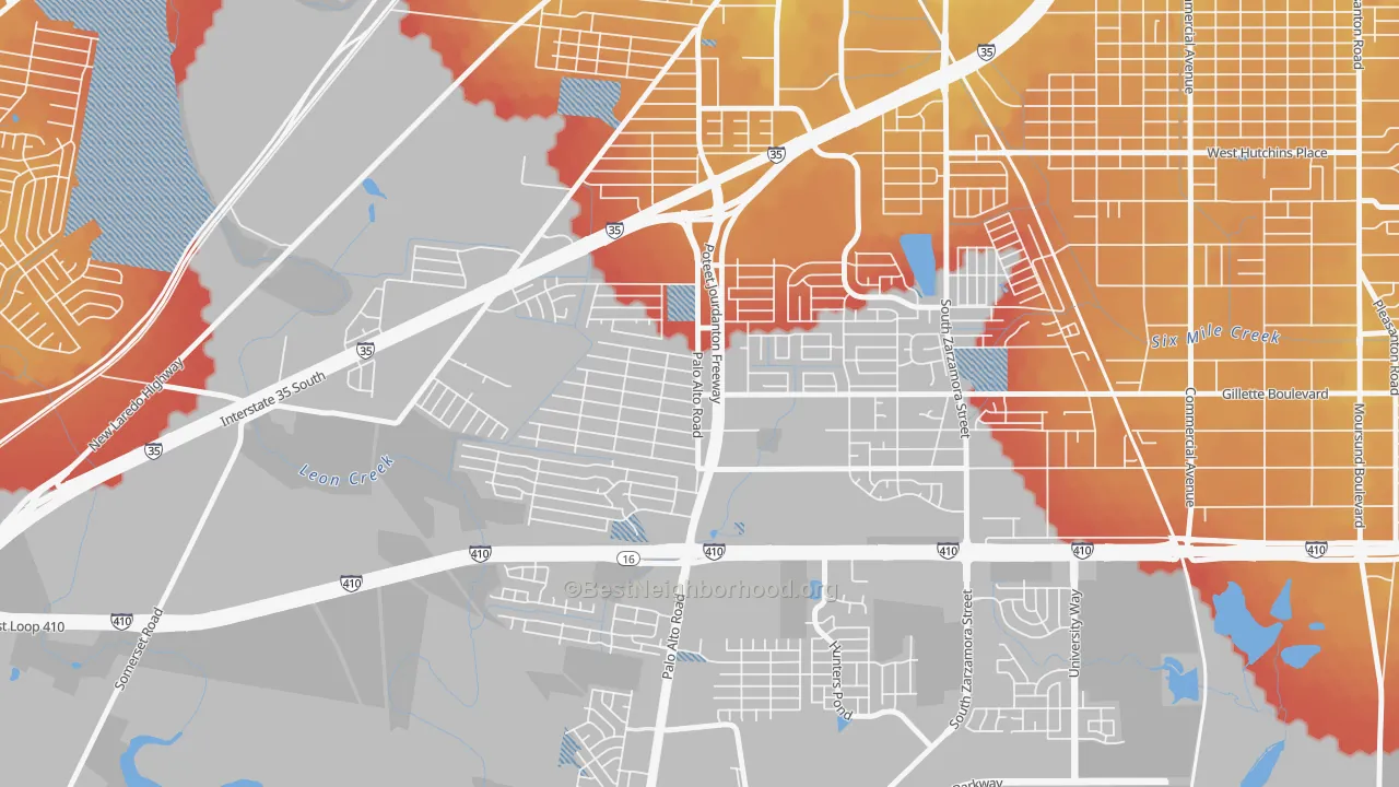 Transit Grade map of South Southwest, San Antonio, TX