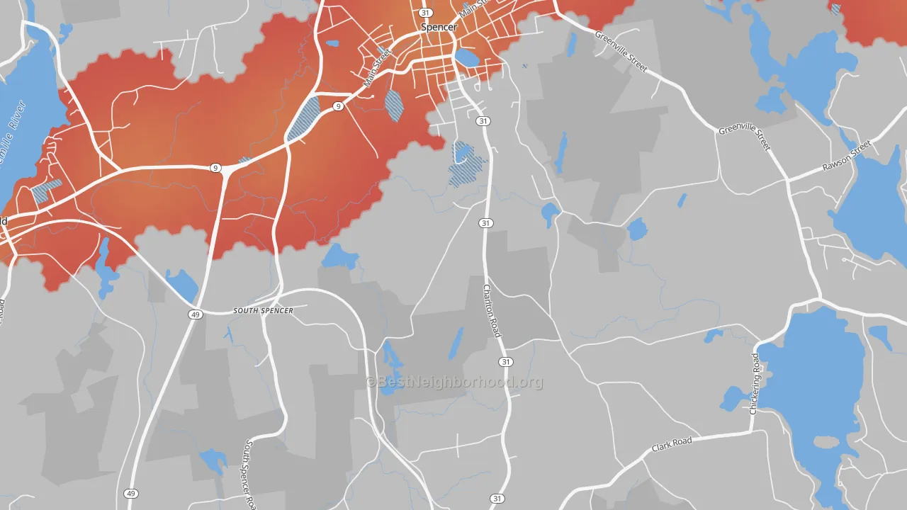 Transit Grade map of South Spencer, MA
