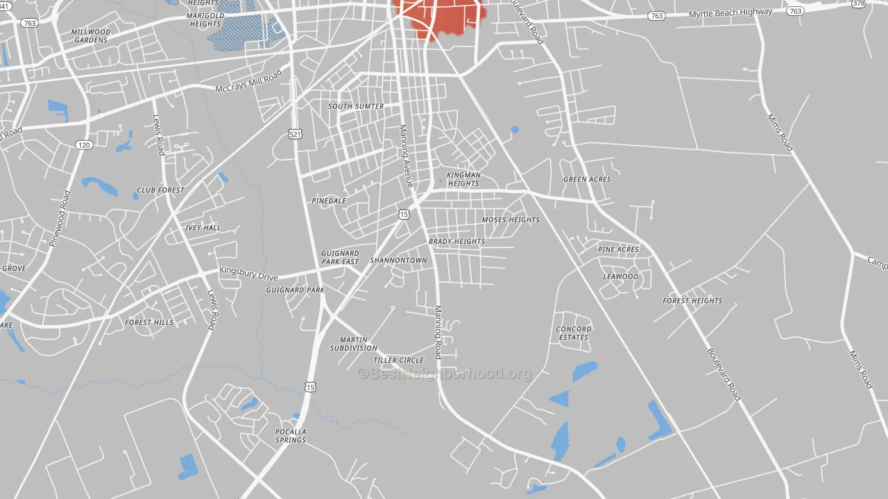 Transit Grade map of South Sumter, SC