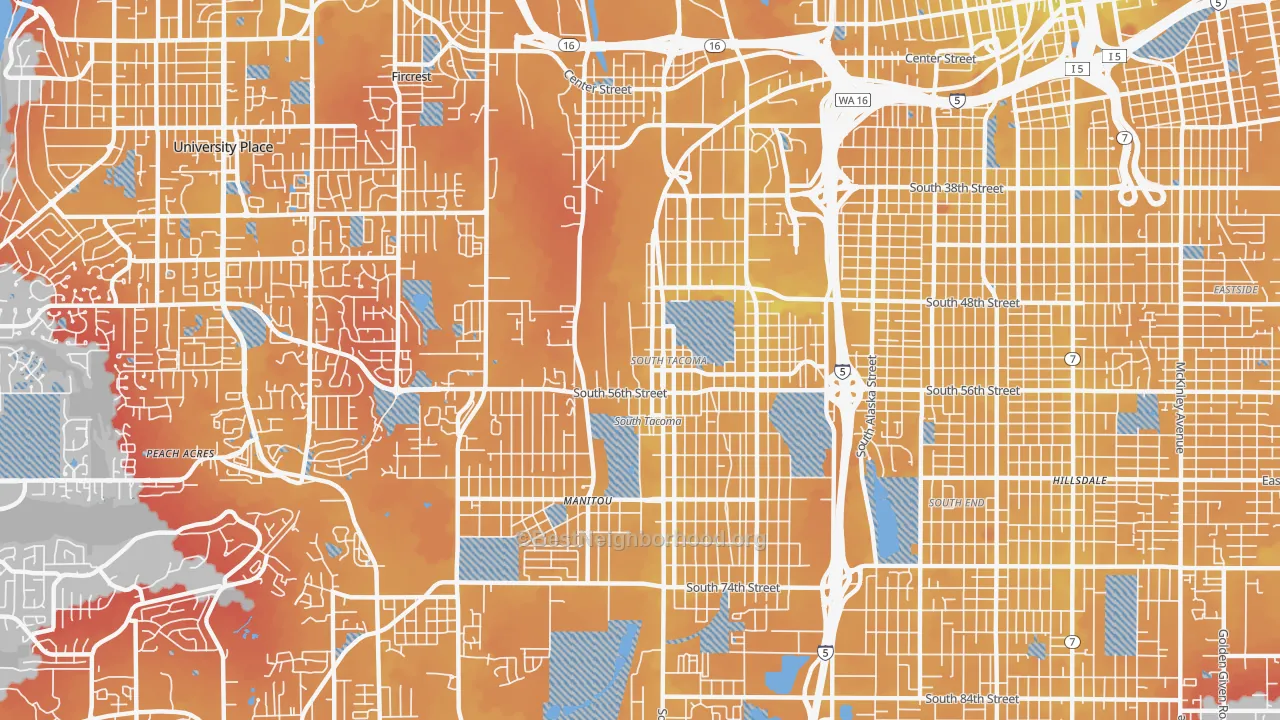 Transit Grade map of South Tacoma, Tacoma, WA